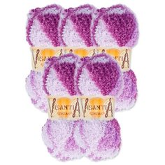 Пряжа Visantia Zikzak секционного крашения, 100 % полиэстер, 100 г, 100 м, 5 шт., №2220 белый-св.сиреневый