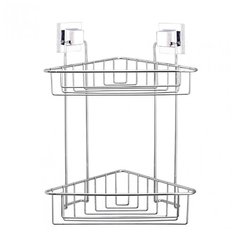 Полка в ванную угловая EF257 2 яруса 21*21*39 самоклеящаяся хром Tekno Tel