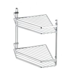 Полка в ванную угловая ES075 2 яруса 20*20*30 хром Tekno Tel