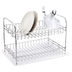 Сушилка для посуды и приборов KB007 настольная 2 яруса с поддоном хром Tekno Tel