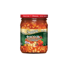 Фасоль в томатном соусе с грибами (0,500 кг) стекло Знаток