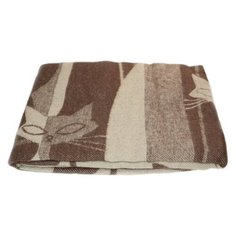 Плед хлопковый Ярослав 140х200 см цвет: кошки бежево-коричневые