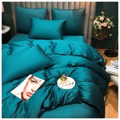 Комплект постельного белья Soft Box Затененная ель Семейный, Мако-сатин, наволочки 50x70, 70x70