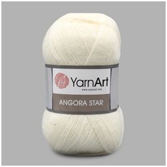 Пряжа YarnArt Angora Star 100гр 500м (20% тонкая шерсть, 80% акрил) (502 молочный), 5 мотков