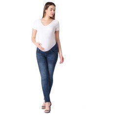 Джинсы Euromama 1402 узкие под живот синие для беременных (М)