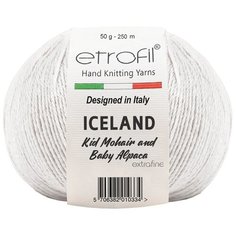 Пряжа Etrofil ICELAND 50гр 250м (10% кид мохер, 5% беби альпака, 55% полиамид, 30% вискоза) (70027 белый) 10 шт