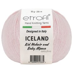 Пряжа Etrofil ICELAND 50гр 250м (10% кид мохер, 5% беби альпака, 55% полиамид, 30% вискоза) (04060 светло-розовый) 10 шт