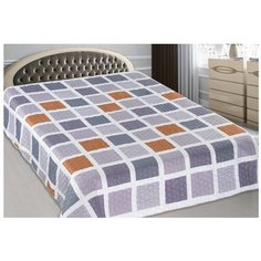 Покрывало Marianna Elegant №074, 200 х 220 см, белый/голубой/оранжевый