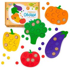 Сортер по цвету, мозаика деревянная ОВОЩИ, развивающая игра для детей Raduga Kids