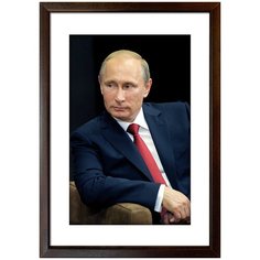 Портрет Путин В.В., арт. ПТ-1-29, размер А-3 (30x42 см), деревянная рамка Mega Art
