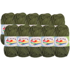Пряжа Alpina Garry, 100 % хлопок, 50 г, 10 шт., 05 нефрит (т.зеленый)