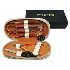 Маникюрный набор Zinger 7104 G, на молнии, 6 предметов (овал)