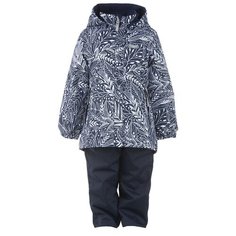 Комплект для девочек HEDVIG K21036A-2991, Kerry, Размер 134, Цвет 2911-темно-синий с листьями