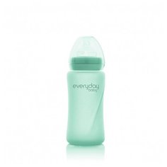 Стеклянная бутылочка EveryDay Baby с защитным силиконовым покрытием Healthy +, 240 мл, мятный