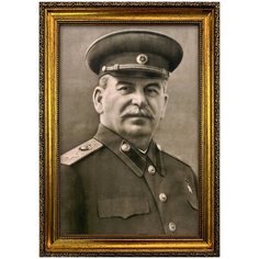 Портрет Сталин И.В., арт. ПТ-14-7, размер А-3 (30x42 см), багетная рамка под золото Mega Art