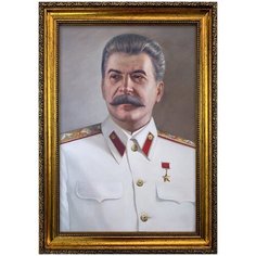 Портрет Сталин И.В., арт. ПТ-14-2, размер А-4 (21x30 см), багетная рамка под золото Mega Art