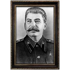 Портрет Сталин И.В., арт. ПТ-14-8, размер А-3 (30x42 см), багетная тёмно-коричневая рамка Mega Art