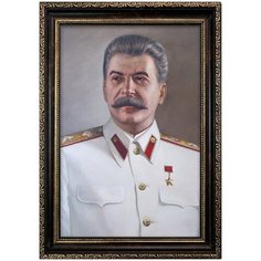 Портрет Сталин И.В., арт. ПТ-14-2, размер А-4 (21x30 см), багетная тёмно-коричневая рамка Mega Art