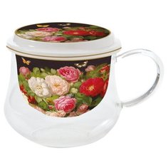 Стеклянная кружка с фарфоровым ситечком "Victorian Garden" в подарочной упаковке Easy Life
