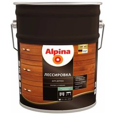 Краска алкидная Alpina Лессировка для дерева полуматовая махагон 10 л