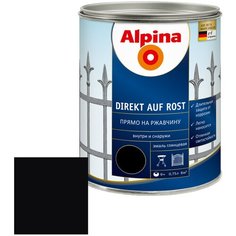 Эмаль акриловая (АК) Alpina Direkt auf Rost прямо на ржавчину Черный (Ral 9005) 0.75 л