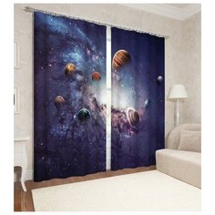 Фотошторы Сирень Планеты солнечной системы (ФШГБ001-09075) на ленте 260 см фиолетовый
