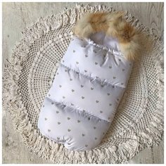 Конверт Классик с меховой опушкой, МА-ВА зима, сердечки , 62р, утеплитель 400 гр Ma Va