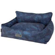 Лежанка для собак с бортиками SCRUFFS "Kensington", экозамша, синий, 90x70x32см (Великобритания)