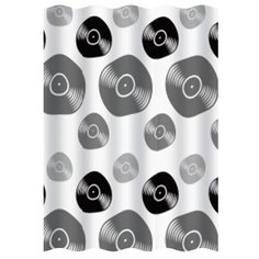 Штора для ванной комнаты с рисунком "Крутятся диски", 180*200 см, полиэстер, X3115 Zalel