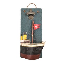 Декоративное настенное панно "Корабль", открывалка бутылок, 34х18 см, Дерево, Металл Seashop