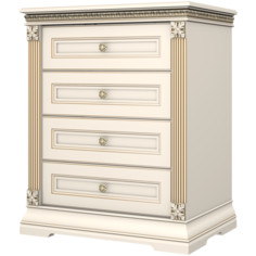 Комод WellMaker К1-80 Элегант, цвет Айвори Латунь, 4 ящика