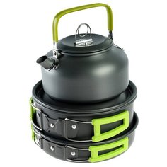 Набор посуды туристический, чайник, кастрюля, сковорода, в сетке Maclay