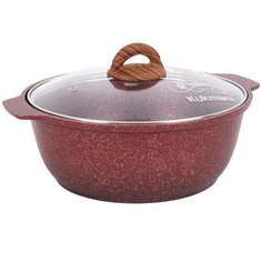 Кастрюля-жаровня KUKMARA Granit ultra red литая 3,0 л со стеклянной крышкой