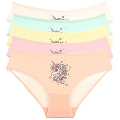 Комплект трусов для девочек 5 шт, 4/5 лет, размер 110/116, единорог Donella