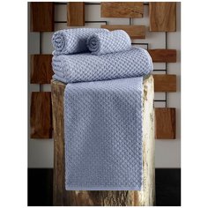 Полотенце махровое "KARNA" с жаккардом DAMA 90x150 см - Голубой