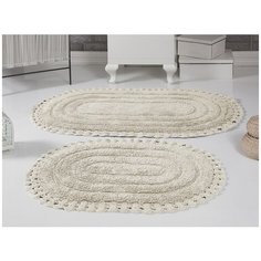 Набор ковриков для ванной "KARNA" кружевной YANA 60x100 + 50x70 см - Стоне