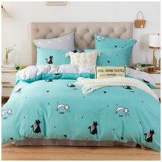 Комплект постельного белья СИТРЕЙД, AR-217, Сатин, Семейный, наволочки 50x70, 70x70, простыня на резинке 160х200 см