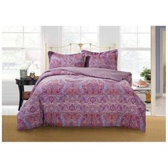 Постельное белье 1.5-спальное Selena Paisley Индийская фантазия, сатин, 50 х 70 см, фиолетовый