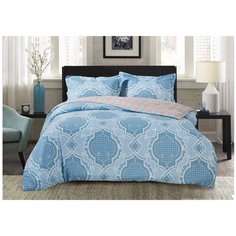 Постельное белье 1.5-спальное Selena Paisley Арабеска, сатин, 50 х 70 см, голубой