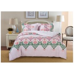 Постельное белье 2-спальное Selena Paisley Розовый шербет, сатин, 50 х 70 см, розовый