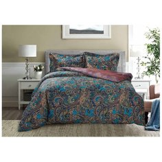 Постельное белье евростандарт Selena Paisley Сказочная ночь, сатин, 50 х 70 см, синий
