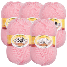 Пряжа Adelia Marcus однотонная, 40 % шерсть, 60 % полиэстер, 100 г, 375 м, 5 шт., 04 св.розовый