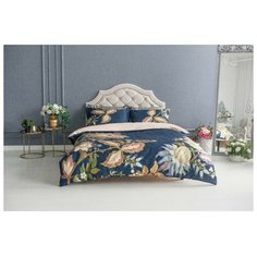 Постельное белье евростандарт Этель Райская ночь, мако-сатин, 50 х 70 см, синий/розовый