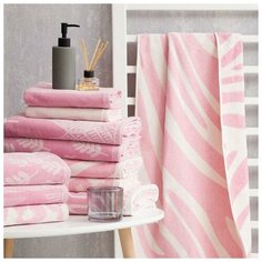 Полотенце махровое Этель Zebra розовый, 70х130 см, 100% хл, велюр, 420 гр/м2