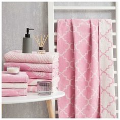 Полотенце махровое Этель Ornament розовый, 70х130 см, 100% хл, велюр, 420 гр/м2