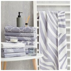 Полотенце махровое Этель Zebra серый, 70х130 см, 100% хл, велюр, 420 гр/м2