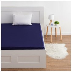 Простыня на резинке Этель 160*200*25 см, цв. темно-синий, 100% хлопок, мако-сатин, 128 г/м² 6783318