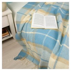 Плед полушерсть "Шотландия" Arloni, клетка голубая, 170*200 см.