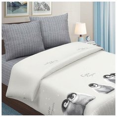 КПБ 2сп Традиция Пингвины 175х217, 180х220, 70х70см 2шт, поплин 110г/м хл100% La Pastel