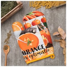 Варежка-прихватка "ORANGE" 20х27см,100% х/л, ватин 250г/м2 4122606 Этель